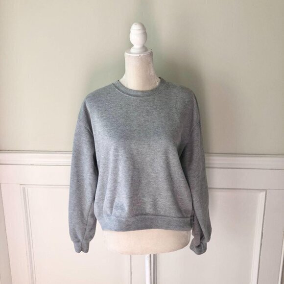 E-AN Pullover Puff Sleeve Sweatshirt Gray - Picture 1 of 4